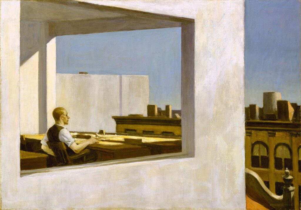Obra de arte — Edward Hopper, Office in a Small City, 1953